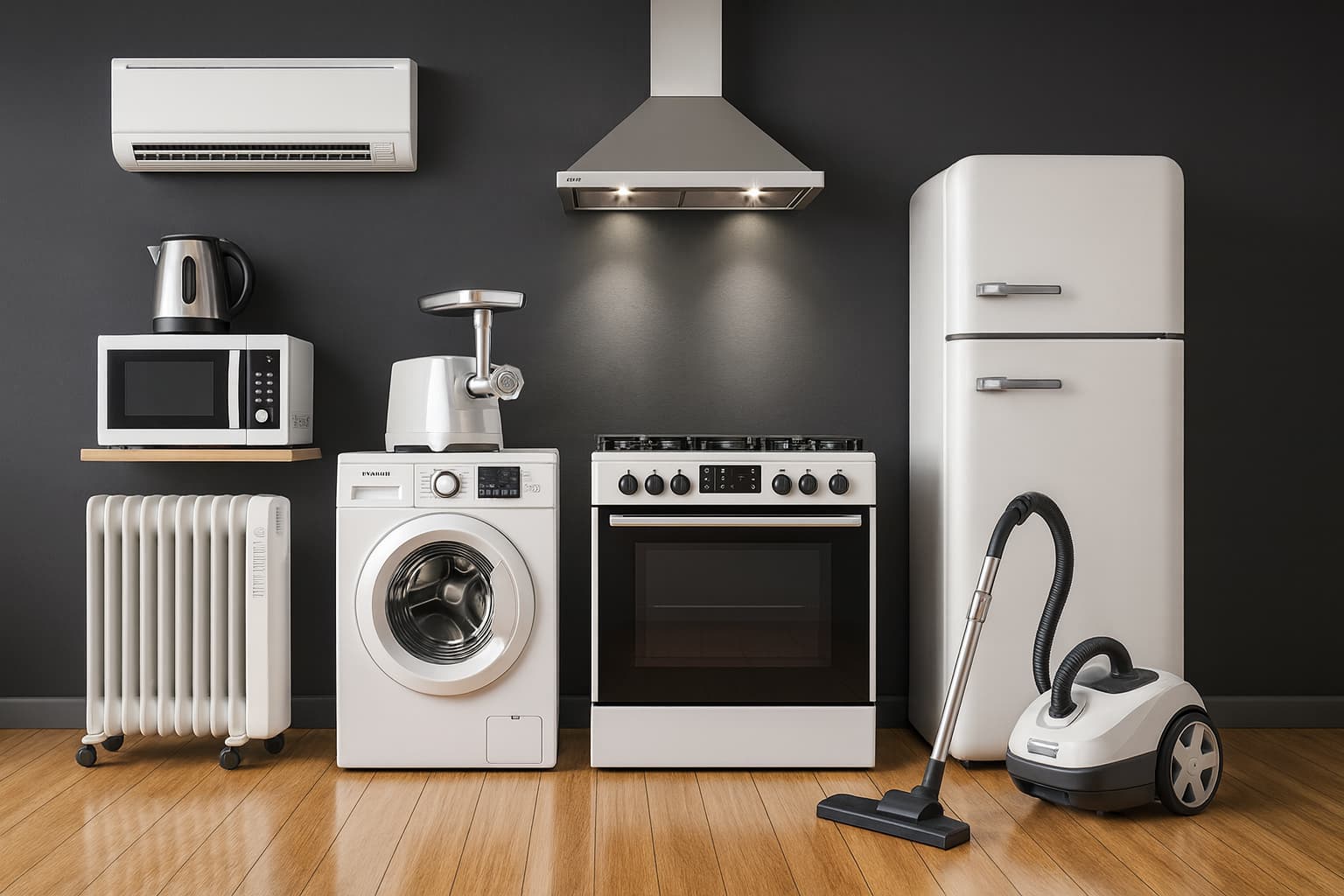 Półki ze sprzętem elektronicznym podzielone na kategorie w sklepie Fastelvio